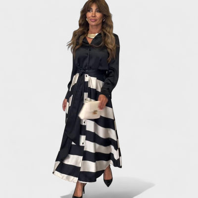 Clara | Elegantes gestreiftes Maxikleid