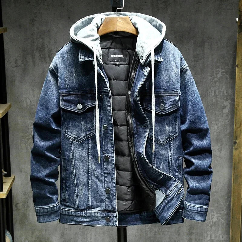 Isaac | Gefütterte Jeansjacke mit Kapuze