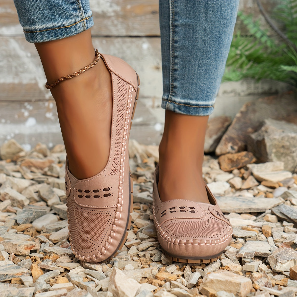 Damen Mokassins aus Echtlederoptik