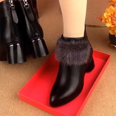 Warm rabbit fur boots