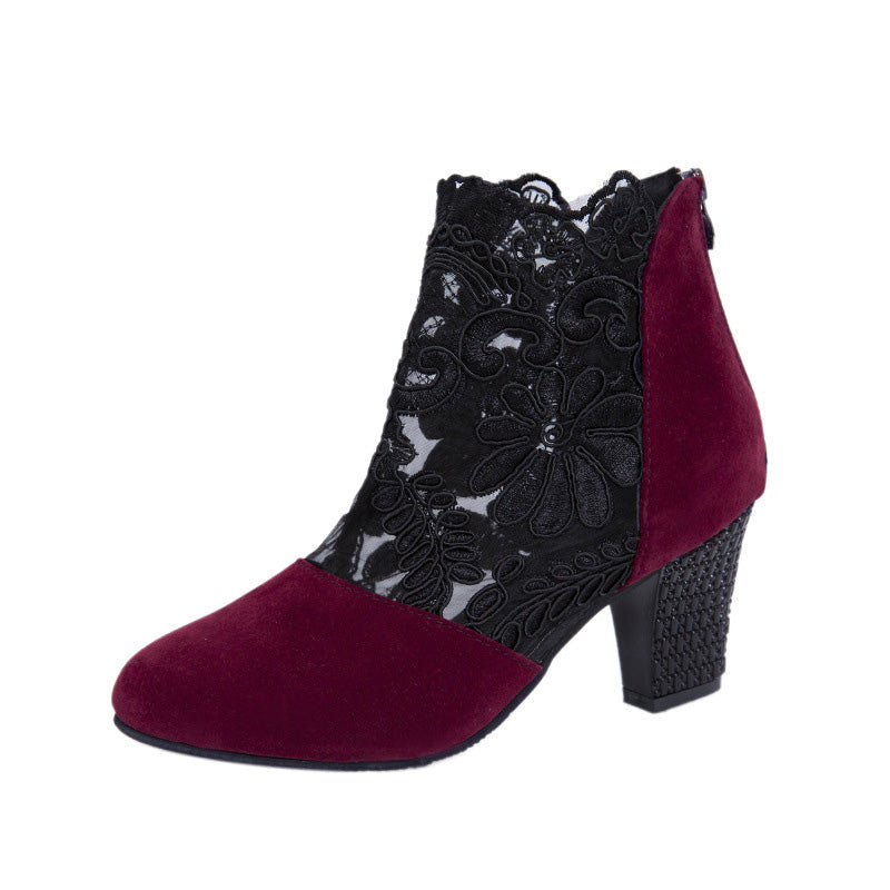 Elegante Ankle Boots mit Spitze & Blockabsatz