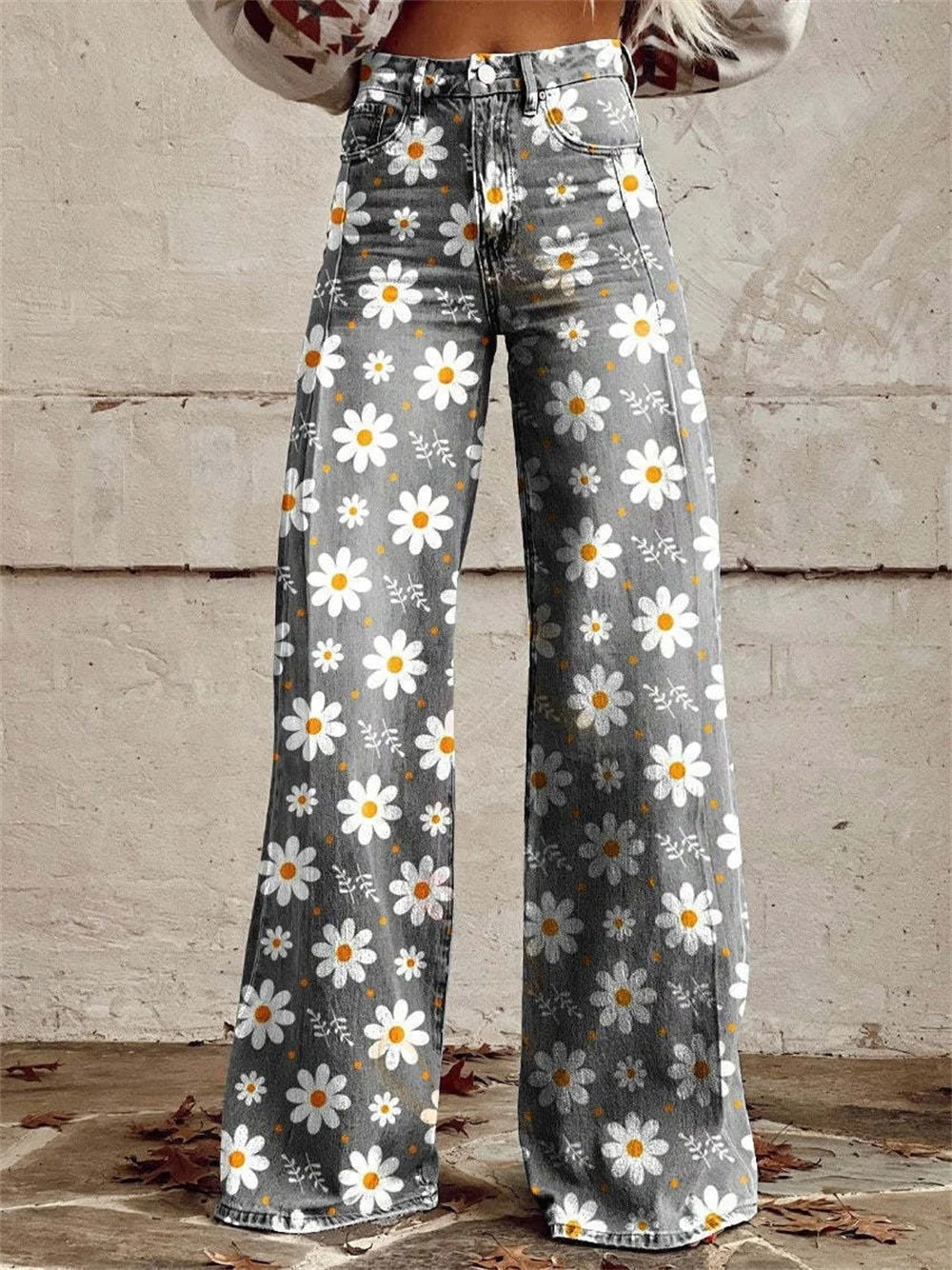 Charlotte – Bunte und bequeme Hose mit weitem Bein und Blumenmuster