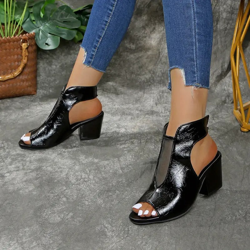 Damen-Sandalen zum Hineinschlüpfen mit Römersandalen