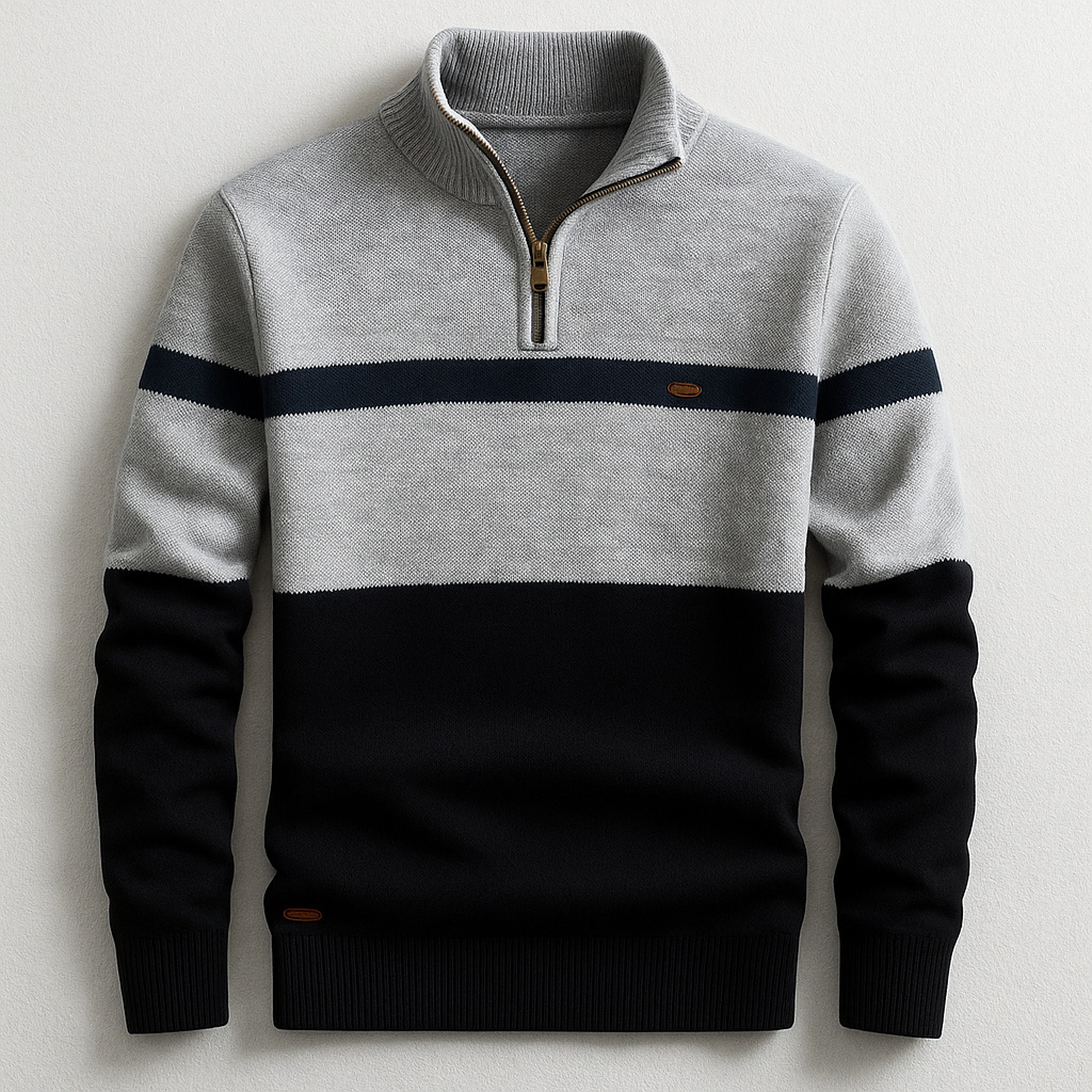  RetroStripe-Pullover mit Viertelreißverschluss