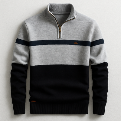  RetroStripe-Pullover mit Viertelreißverschluss