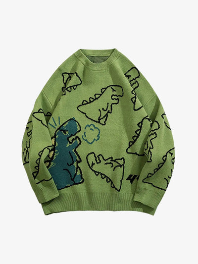 The supermade Cartoon Dinosaur Printed Sweater