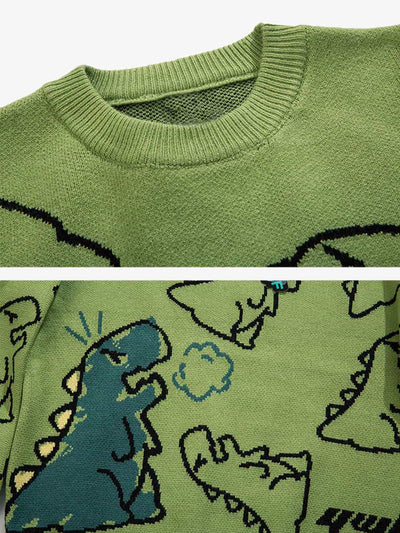 The supermade Cartoon Dinosaur Printed Sweater