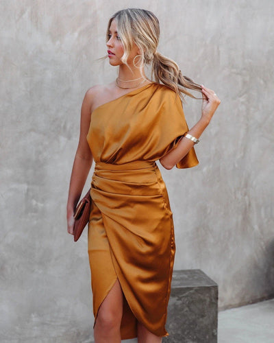 Helene | Off-Shoulder Midikleid mit Rüschen