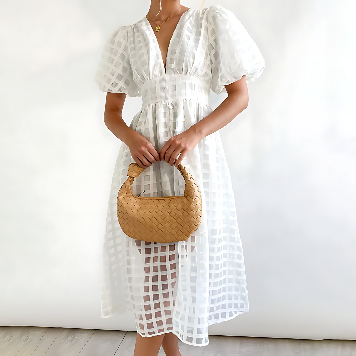 Hilda | Vintage Midikleid mit Puffärmeln