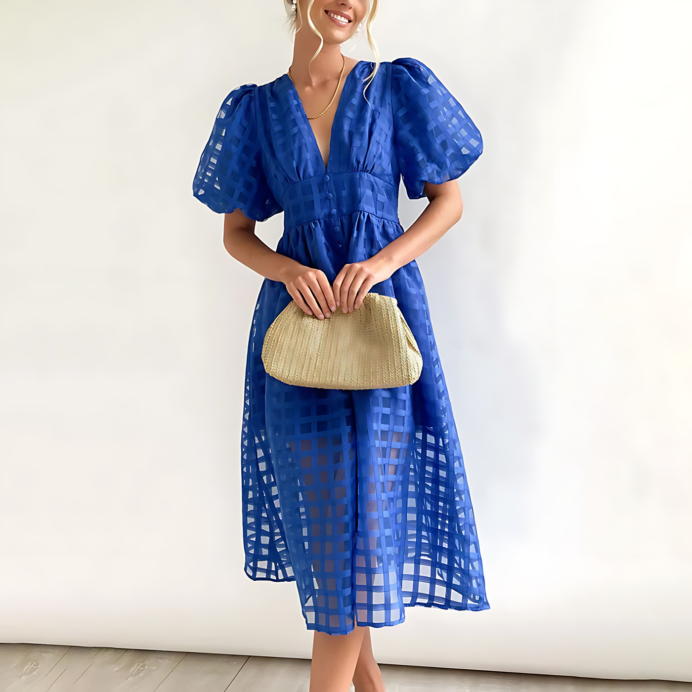 Hilda | Vintage Midikleid mit Puffärmeln