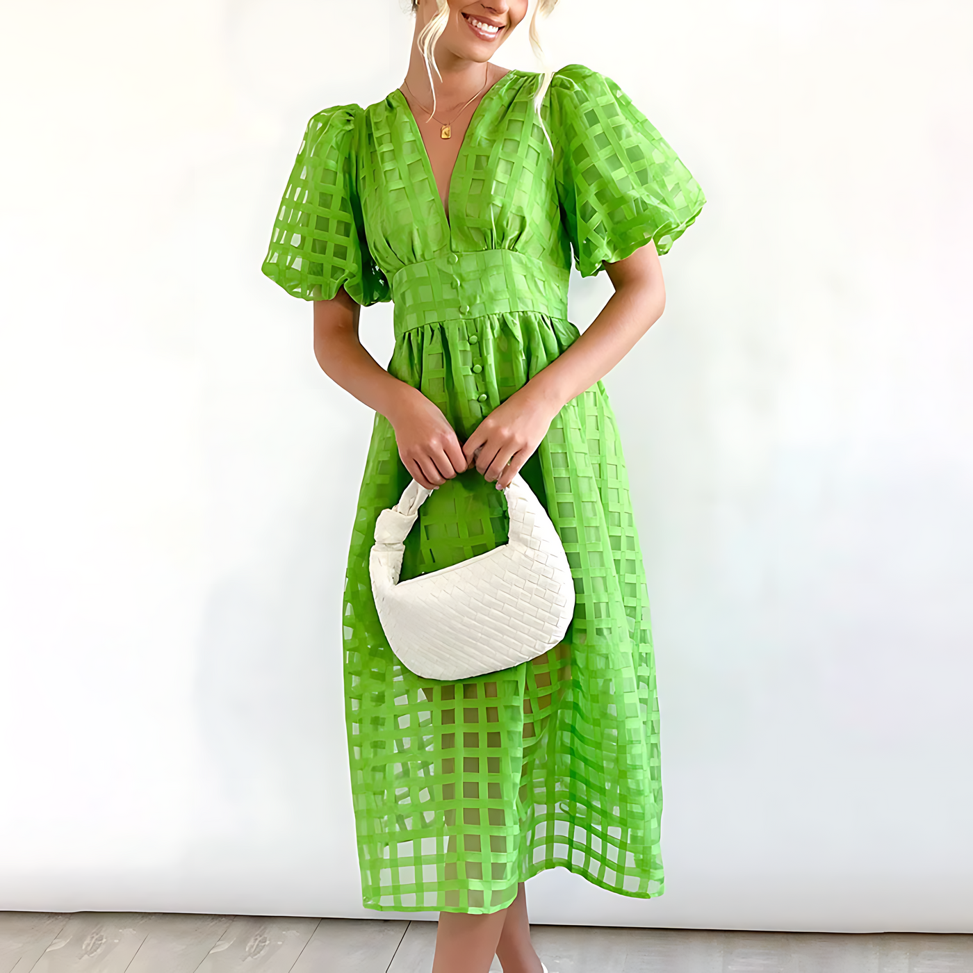 Hilda | Vintage Midikleid mit Puffärmeln
