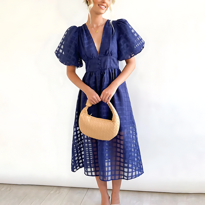 Luisa | Vintage Midikleid mit Puffärmeln