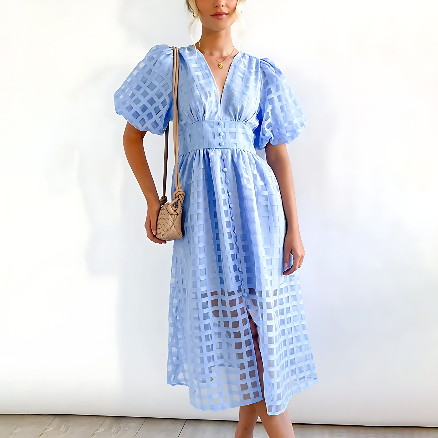 Hilda | Vintage Midikleid mit Puffärmeln