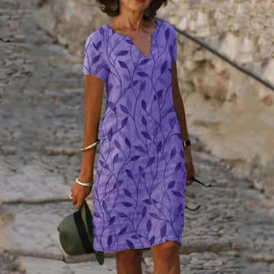 Mireya | A-Linien-Kleid mit V-Ausschnitt und Blumenmuster