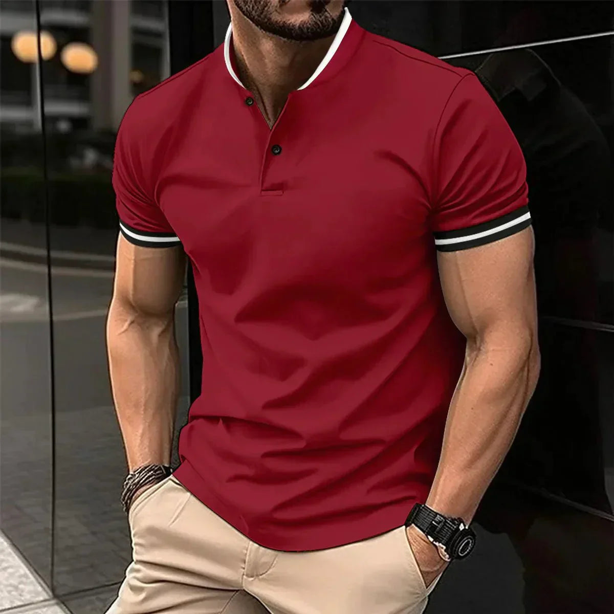 Leandro | Smart Fit Poloshirt mit Stehkragen