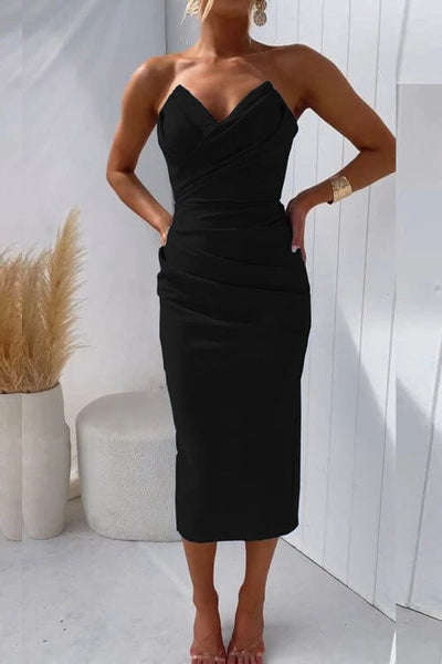 Bianca | Elegantes trägerloses Midikleid