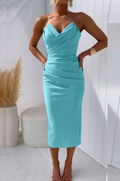 Bianca | Elegantes trägerloses Midikleid