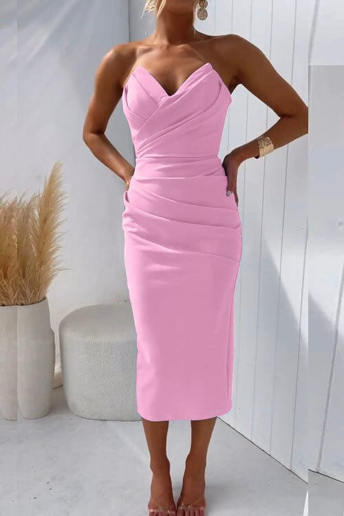 Bianca | Elegantes trägerloses Midikleid