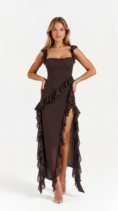 Elarienne | Maxikleid mit Kaskadenrüschen