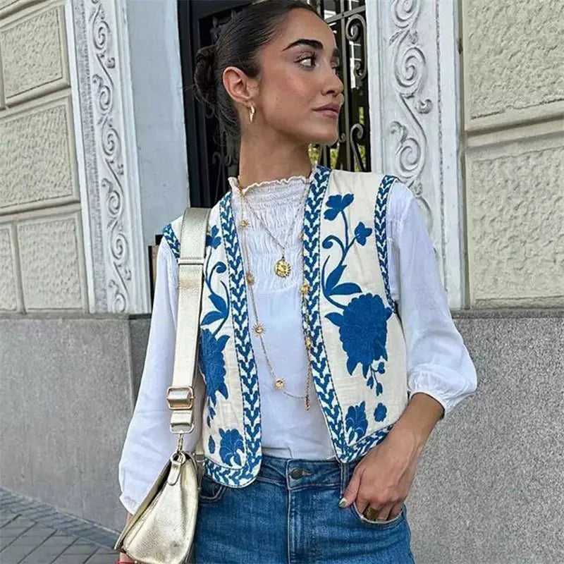 Emvée | Leichte Sommerweste mit Blumenmuster