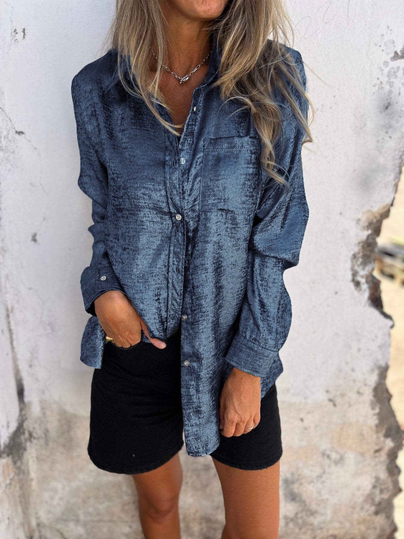 Britney | Elegante Metallic-Bluse