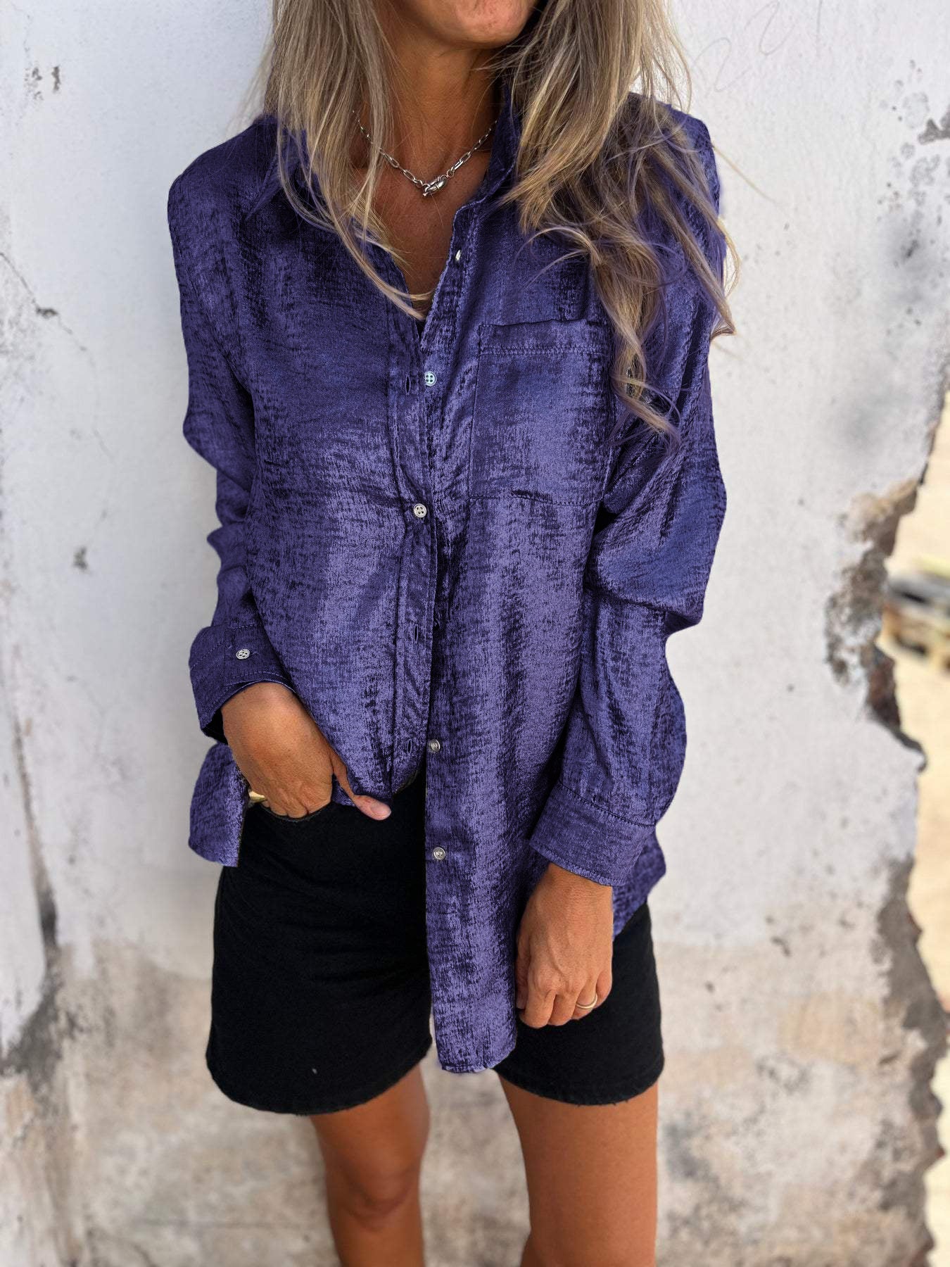 Britney | Elegante Metallic-Bluse