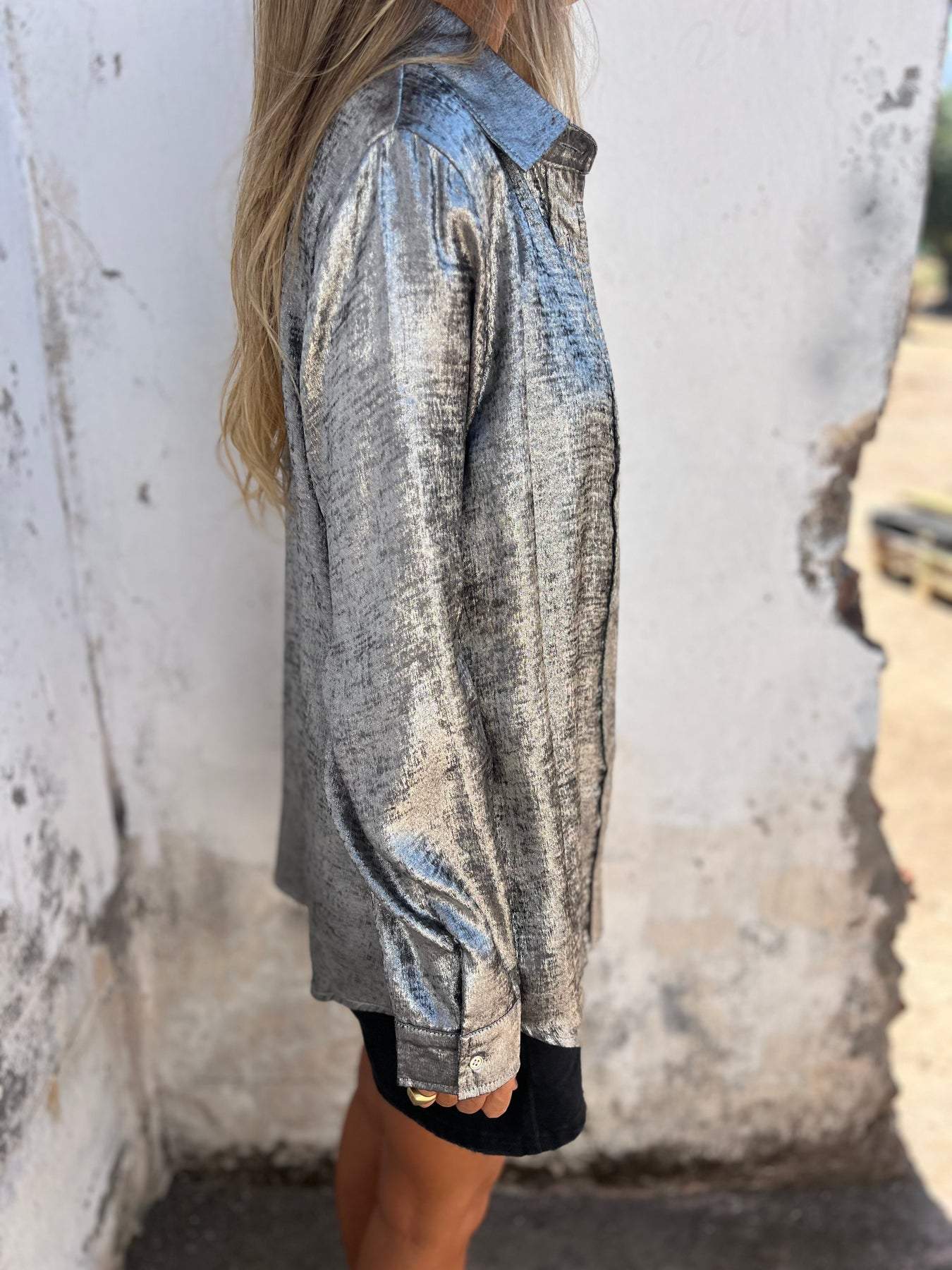 Britney | Elegante Metallic-Bluse