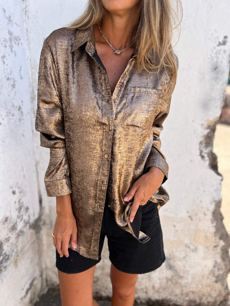 Britney | Elegante Metallic-Bluse