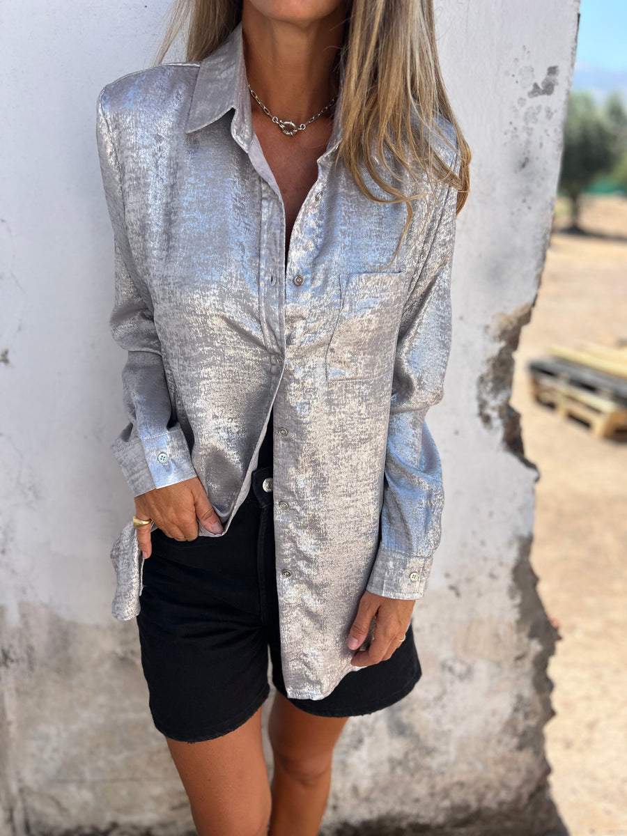 Britney | Elegante Metallic-Bluse