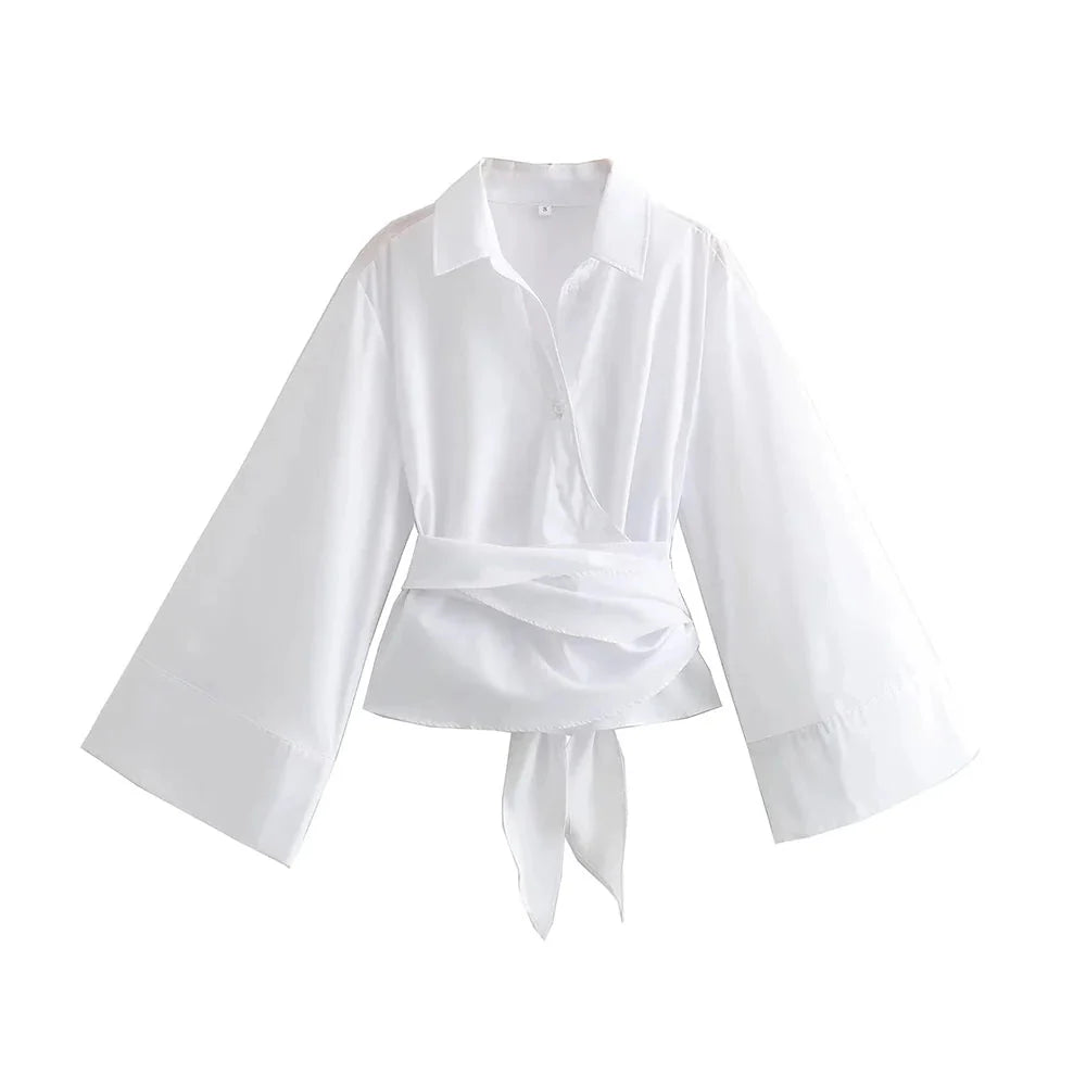 Auvina | Kimonobluse mit breitem Bindegürtel