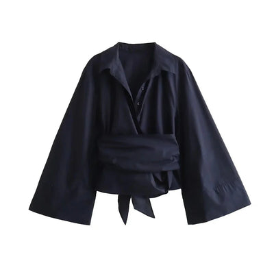 Auvina | Kimonobluse mit breitem Bindegürtel