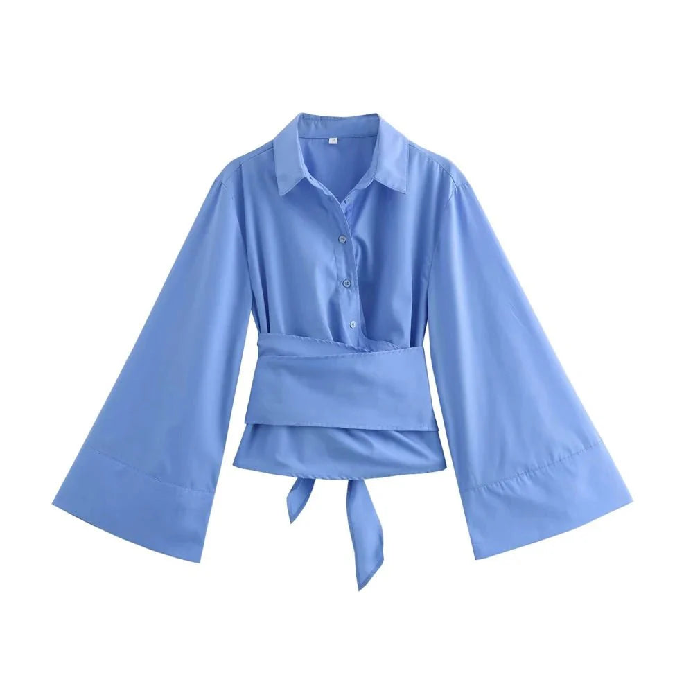 Auvina | Kimonobluse mit breitem Bindegürtel