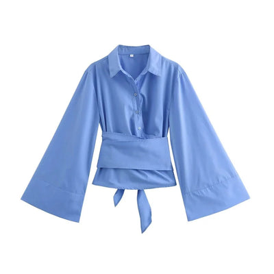 Auvina | Kimonobluse mit breitem Bindegürtel
