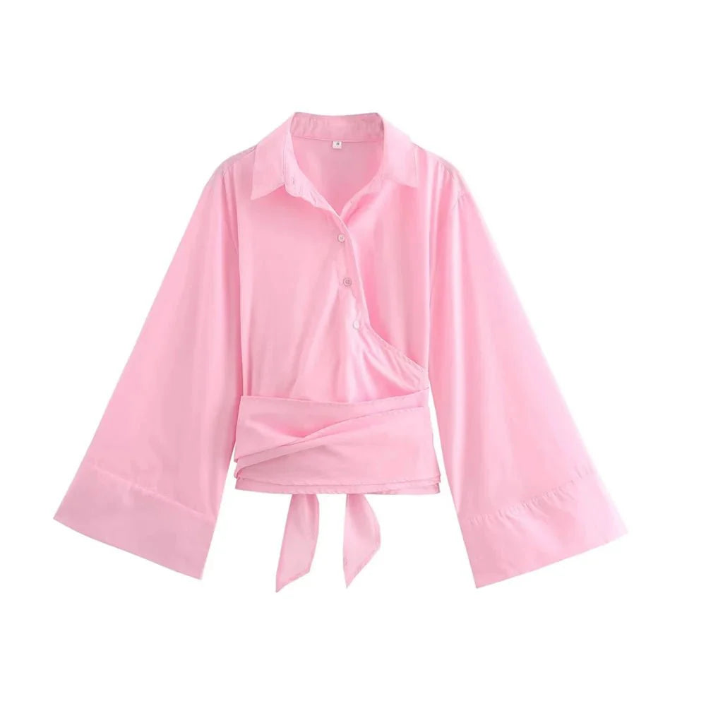 Auvina | Kimonobluse mit breitem Bindegürtel