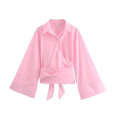 Auvina | Kimonobluse mit breitem Bindegürtel