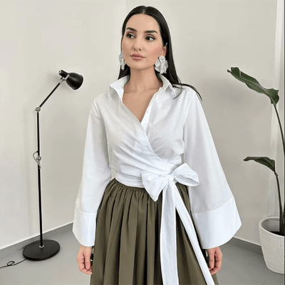 Auvina | Kimonobluse mit breitem Bindegürtel