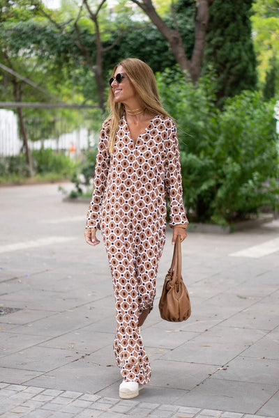 Christin | Fließendes bedrucktes Boho-Maxikleid