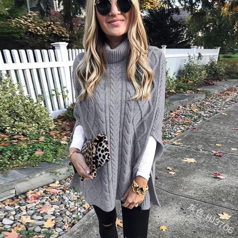 Colette | Stilvoller Rollkragen-Poncho mit Zopfmuster
