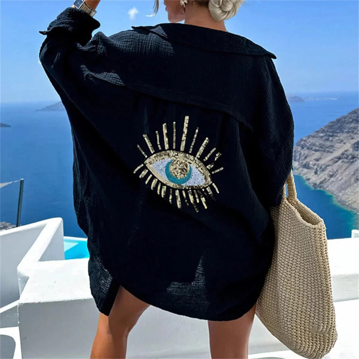 Dakota | Stylisches Oversize-Shirt mit glitzerndem Rücken