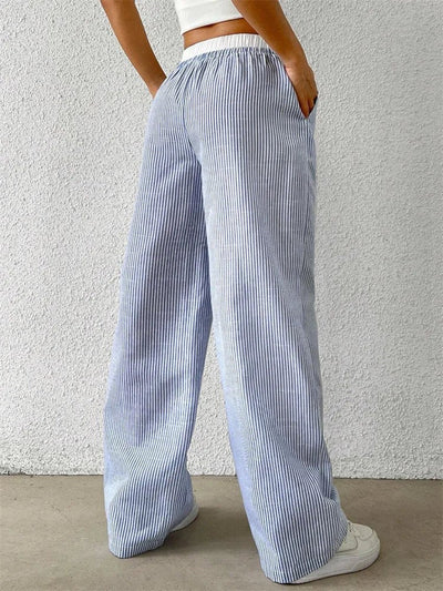 Zanithea | Gestreifte Freizeithose mit weitem Bein