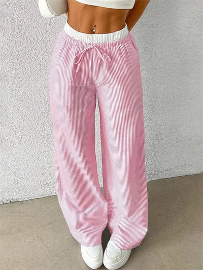 Zanithea | Gestreifte Freizeithose mit weitem Bein