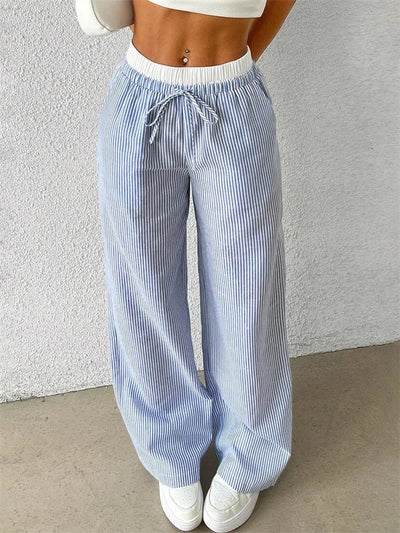 Zanithea | Gestreifte Freizeithose mit weitem Bein