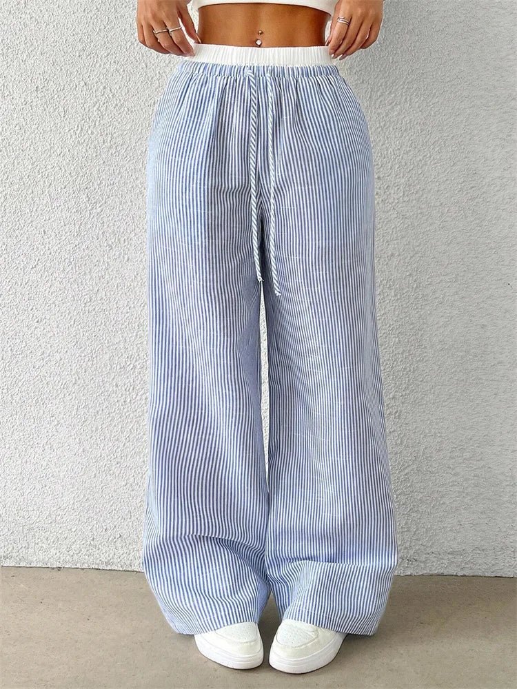 Zanithea | Gestreifte Freizeithose mit weitem Bein