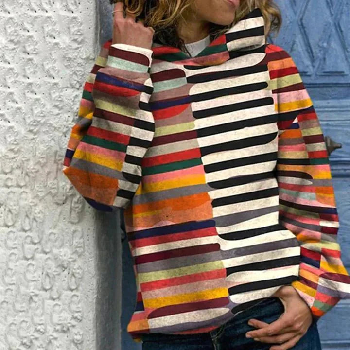 Scarlett | Leuchtender mehrfarbiger Strickpullover