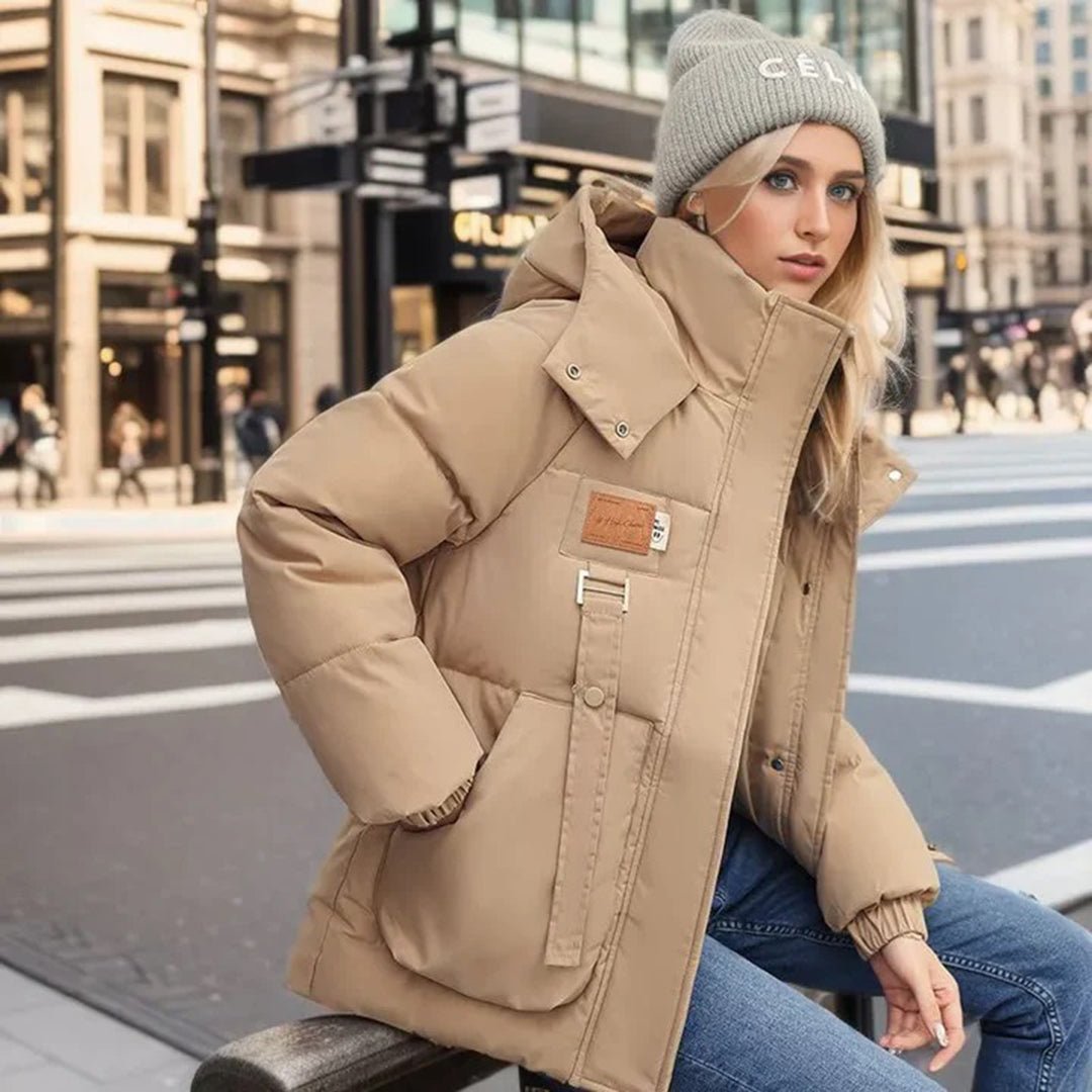 Haselnussbraun | Warme, isolierte Winterjacke