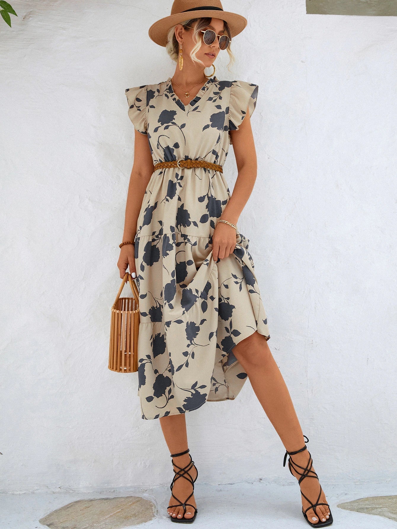 Nerys | Fließendes Blumenkleid im Vintage-Stil
