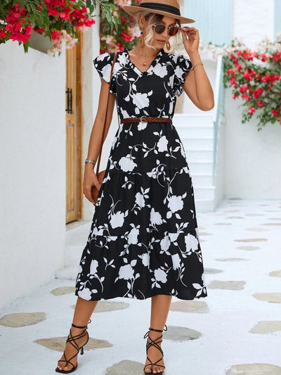 Nerys | Fließendes Blumenkleid im Vintage-Stil