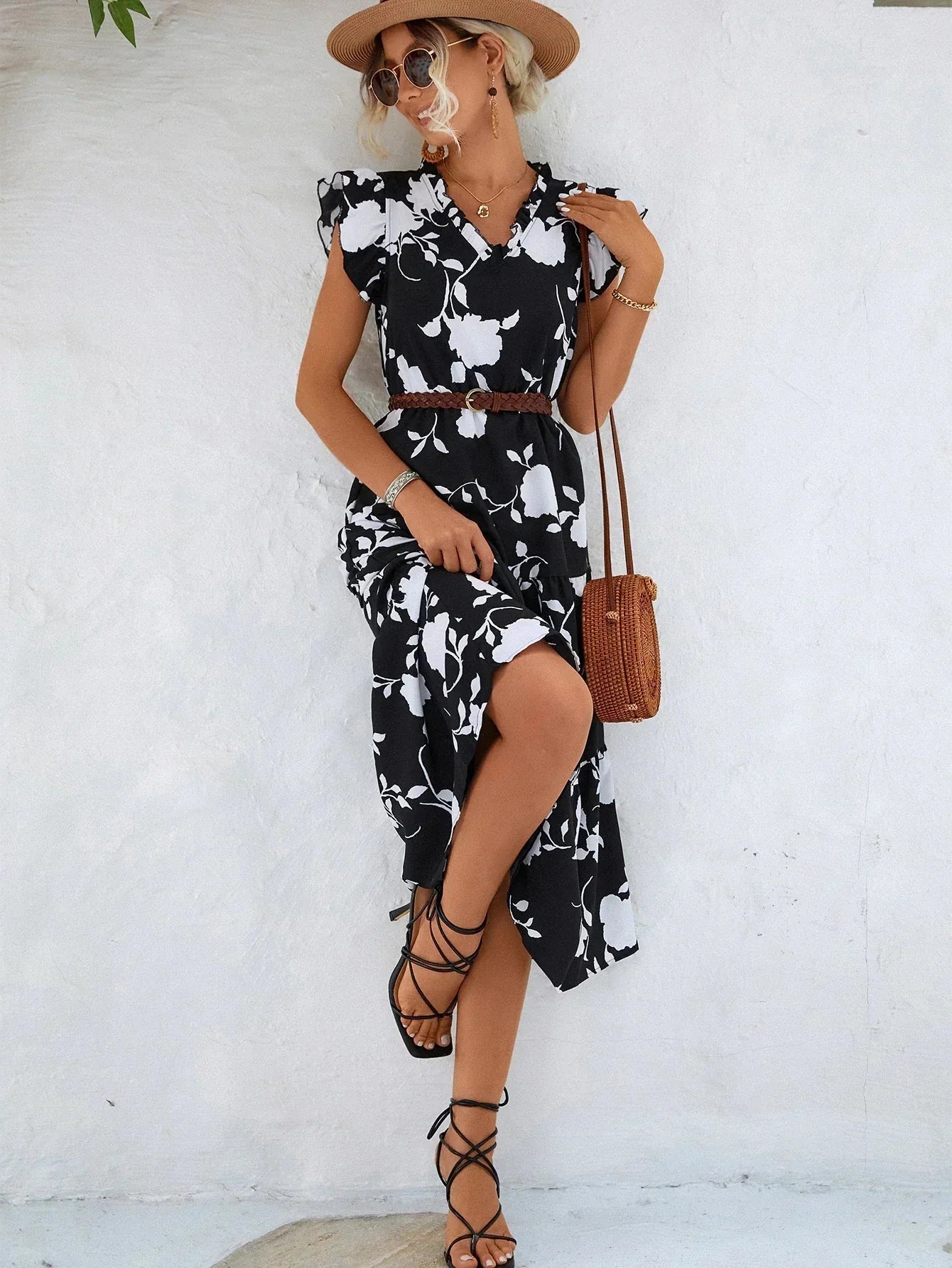 Nerys | Fließendes Blumenkleid im Vintage-Stil