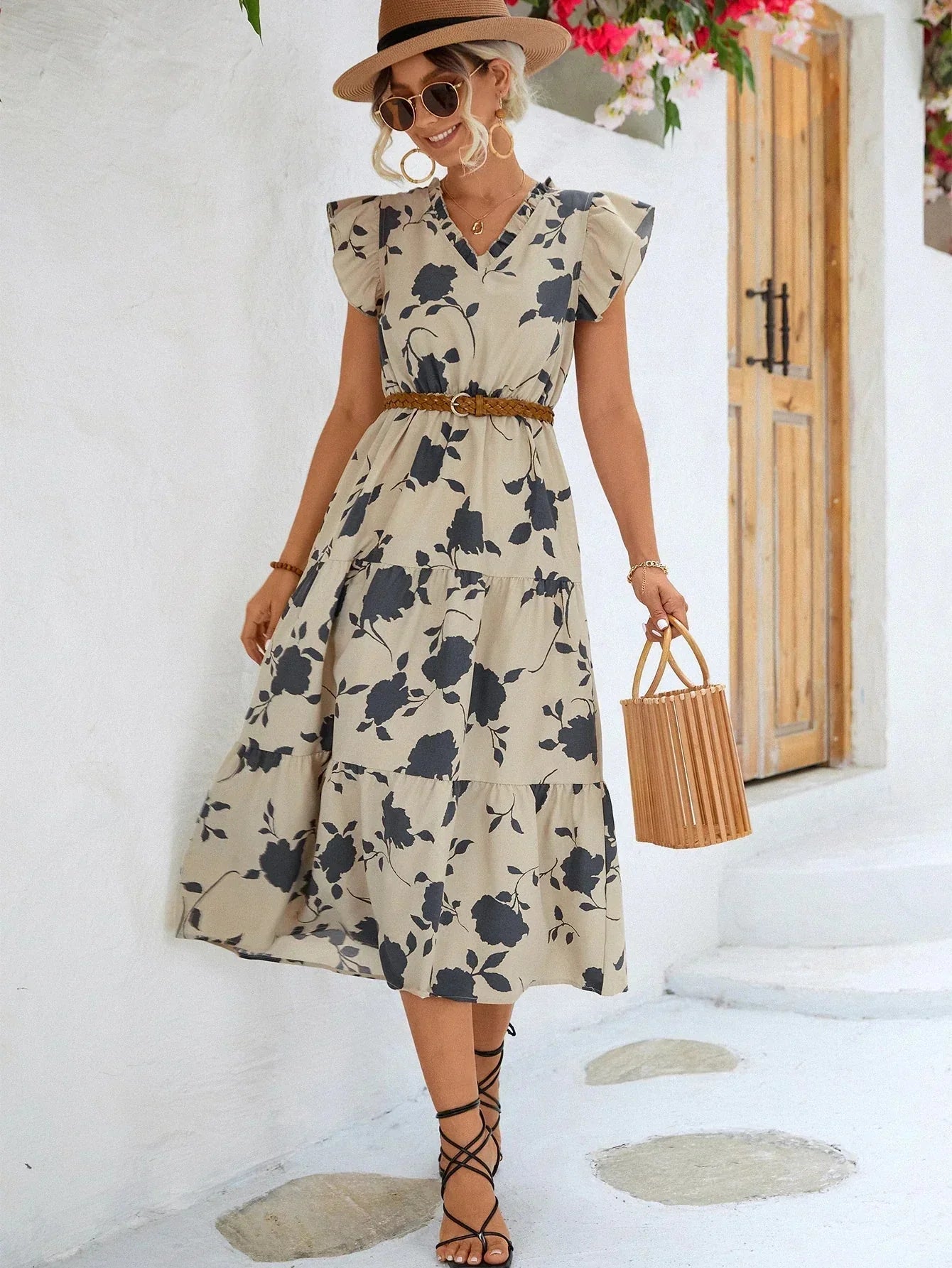 Nerys | Fließendes Blumenkleid im Vintage-Stil
