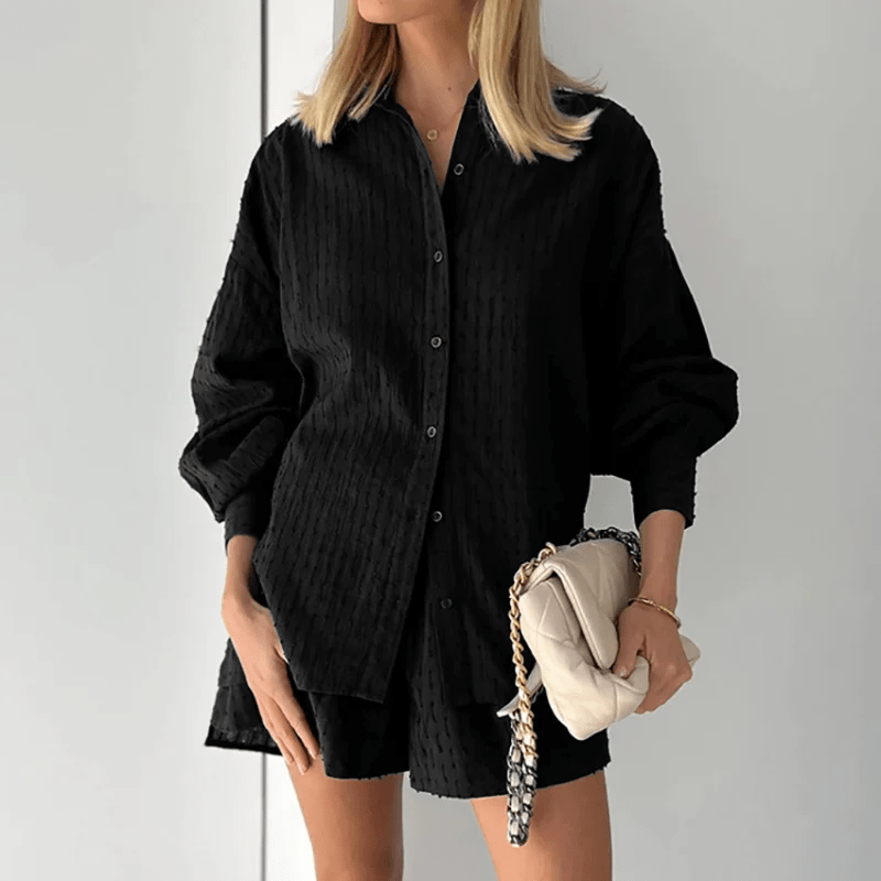 Mirelle | Set aus Hemd und Shorts mit Knopfleiste